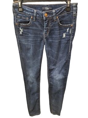 Silver Jeans Skinny Womens Size 26 Dark Indigo Stretch Denim Light Distressing